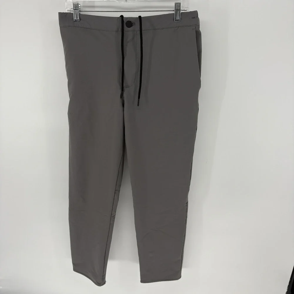 Banana Republic Slim Tapered Tech Pants Men 31X26 Gray Stretch Drawstring Casual